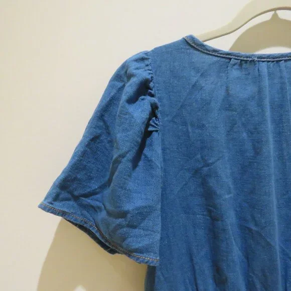 BY ANTHROPOLOGIE The Somerset Mini Dress Denim Edition Tiered Boho Comfort XS - Picture 12 of 15